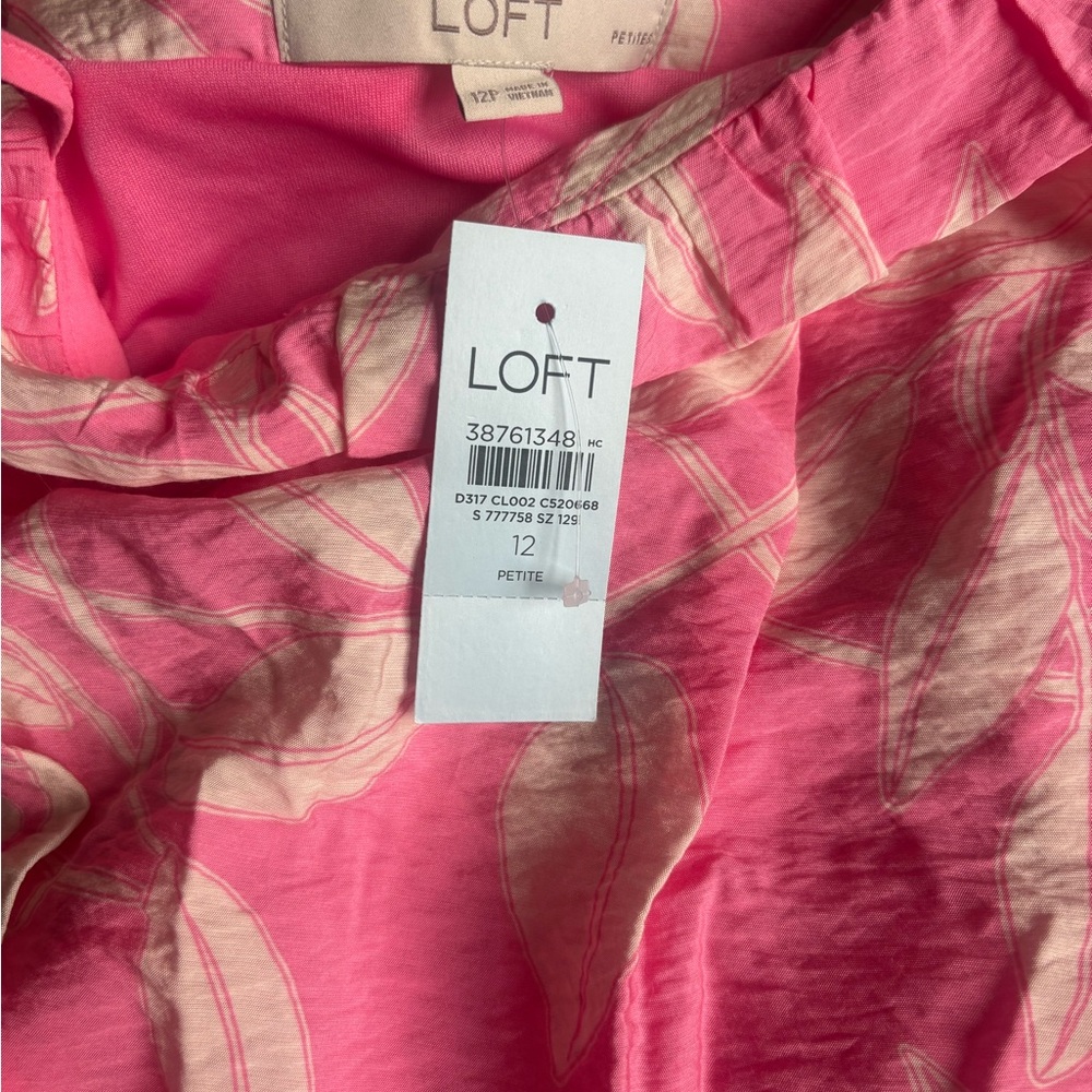 LOFT Pink and Cream Mini Dress